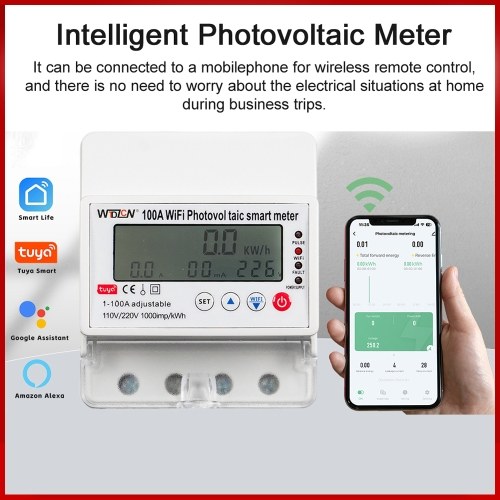 Tuya WiFi Intelligent Photovoltaic Meter Breaker Timer Multifunctional Solar Bidirectional Hour Meter Home Electronic Appliances Remote Controller 