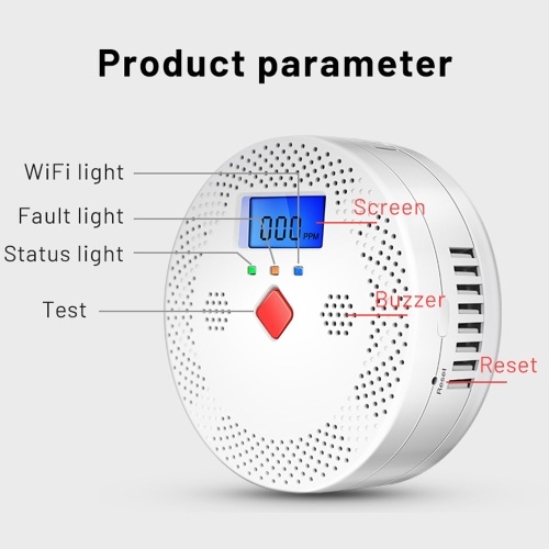 Tuya Wifi Portable Electrochemical Sensor CO Tester LCD Screen Carbon Monoxide Detector with Sound Lihgt Alarm and Low Battery Reminder Function 