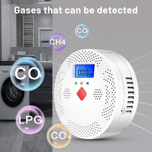 Tuya Wifi Portable Electrochemical Sensor CO Tester LCD Screen Carbon Monoxide Detector with Sound Lihgt Alarm and Low Battery Reminder Function 