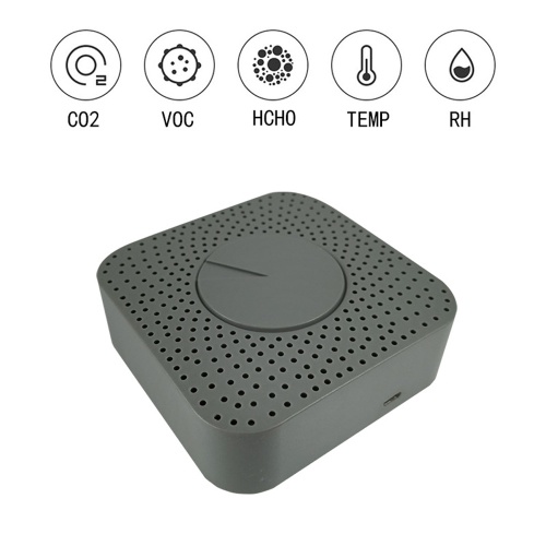 Tuya WiFi Intelligent Air Quality Monitor 5-in-1 Air Housekeeper HCHO/CO2/VOC/Temperature/Humidity Detector Support Remote APP Control Alarm Function Compatible with Alexa Google Home for Home Office 