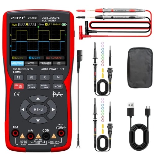 3in1 Digital Multimeter 50MHz Bandwidth 280MS Sampling Rate PC Waveform Data Storage Dual Channel Oscilloscope Signal Generator ( High Configuration) 