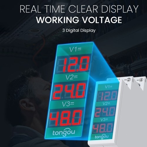 Compact DirectCurrent Voltage Meter DC11V-310V Intelligent LED Digital Display Voltmeter Rail Mount Voltage Detector 