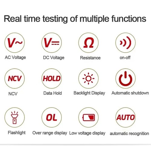 Professional Digital Multimeter Color Display Handheld Multimeter NCV  Tester Professional Voltage Current Capacitance Resistance Diode Measurement Meter with Flashlight Automatic Shutdown Function 