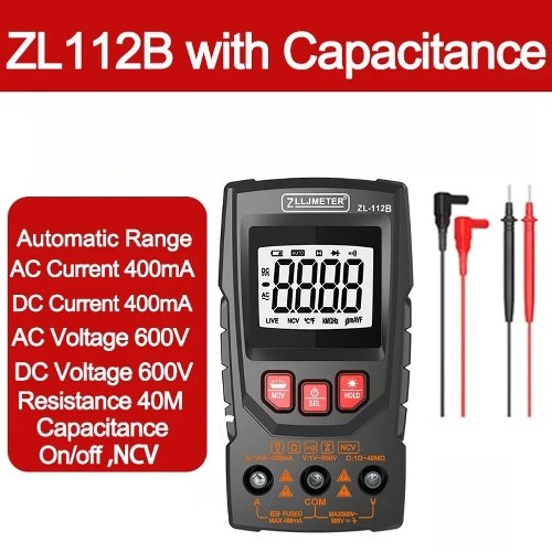 Professional Digital Multimeter Color Display Handheld Multimeter NCV  Tester Professional Voltage Current Capacitance Resistance Diode Measurement Meter with Flashlight Automatic Shutdown Function 