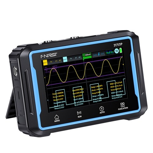 3in1 Oscilloscope Multimeter Signal Generator Machine 4.3inch IPS Display Oscope Meter Handheld Oscilloscope 50Mhz Bandwidth 250MSa/s Sampling Rate Dual Channel Oscillometer with Waveform Save and View Function for DIY and Electronic Test