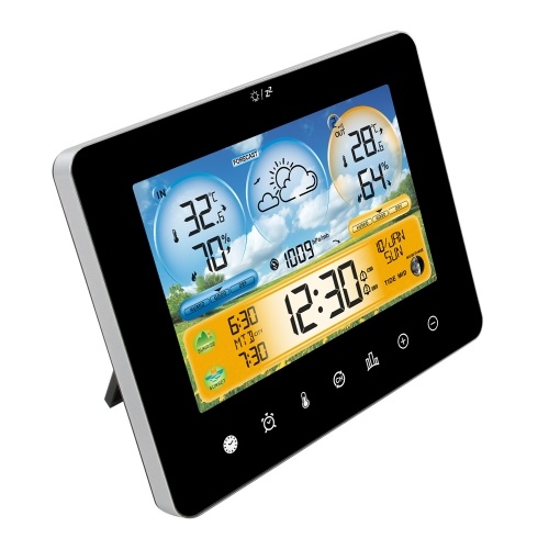 Weather Station Indoor Outdoor Thermometer with Remote Sensors and Touch Color Screen Weather Thermometer Forecast Station with Sunrise Sunset Time and Tide Level 