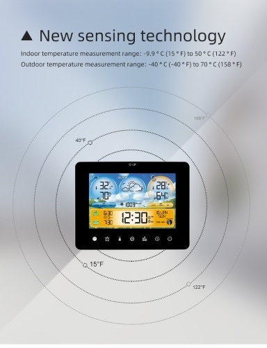 Weather Station Indoor Outdoor Thermometer with Remote Sensors and Touch Color Screen Weather Thermometer Forecast Station with Sunrise Sunset Time and Tide Level 