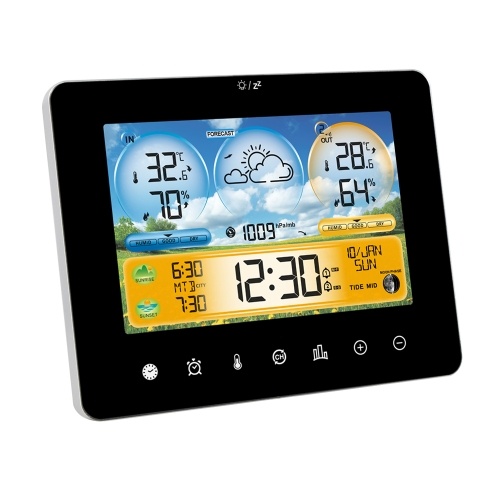 Weather Station Indoor Outdoor Thermometer with Remote Sensors and Touch Color Screen Weather Thermometer Forecast Station with Sunrise Sunset Time and Tide Level 