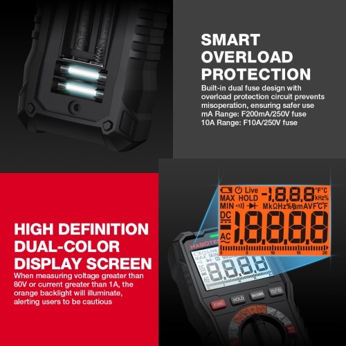 HABOTEST HT136E Digital Multimeter 20000 Counts Voltage Current Detector with Capacitance Resistance Frequency Temp Test 