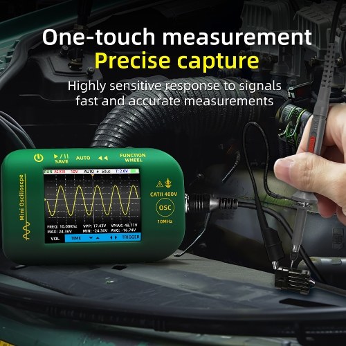 Digital 2.8-inch TFT Display Oscilloscope Handheld Oscope Meter 10Mhz Bandwidth 48MSa/S Sampling Rate Data with Data Storage Function for DIY and Electronic Test 