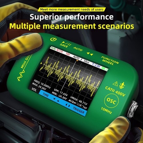 Digital 2.8-inch TFT Display Oscilloscope Handheld Oscope Meter 10Mhz Bandwidth 48MSa/S Sampling Rate Data with Data Storage Function for DIY and Electronic Test 