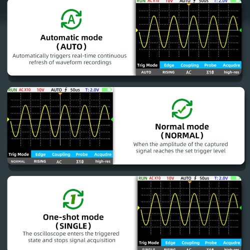 Digital 2.8-inch TFT Display Oscilloscope Handheld Oscope Meter 10Mhz Bandwidth 48MSa/S Sampling Rate Data with Data Storage Function for DIY and Electronic Test 
