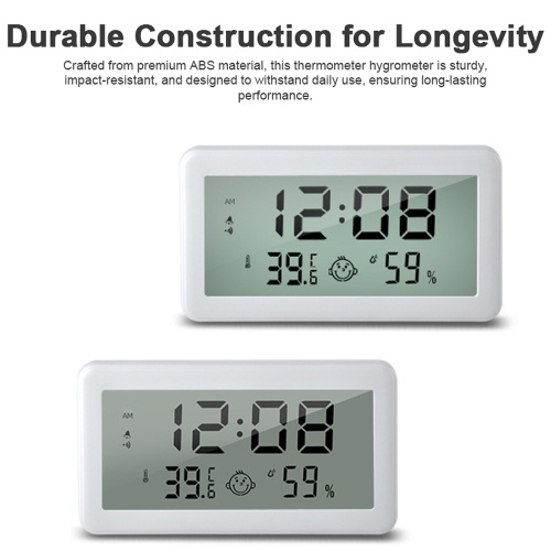 

Digital Indoor Thermometer Hygrometer Home Accurate LCD Temperature Humidity Gauge Monitor with Time/Date Display Comfort Indicator Support Alarm Clock and Chime Function ℃/℉ Switchable for Home Office Baby Room Greenhouse