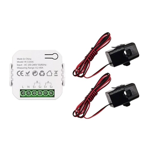 Tuya WiFi Energy Switch Multifunction Power Voltage Current Meter Mobilephone APP Real-time Power Statistics with Power Setting Function 2CT 