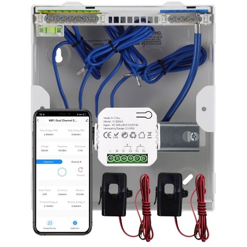 Tuya WiFi Energy Switch Multifunction Power Voltage Current Meter Mobilephone APP Real-time Power Statistics with Power Setting Function 2CT 