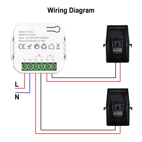 Tuya WiFi Energy Switch Multifunction Power Voltage Current Meter Mobilephone APP Real-time Power Statistics with Power Setting Function 2CT 