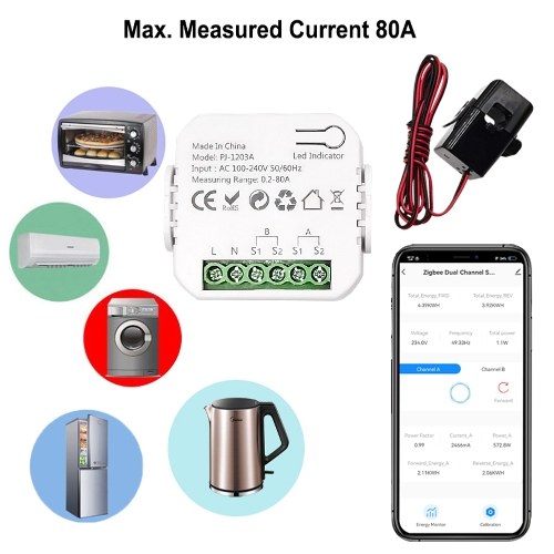 Tuya ZigBee Energy Switch Multifunction Power Voltage Current Meter Mobilephone APP Real-time Power Statistics Daily Monthly Total Power Consumption Querying with Power Setting Function 