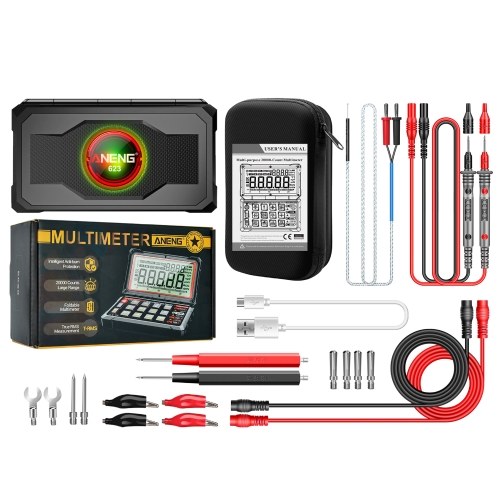 ANENG 623 Car Multimeter Digital Multimeter 20000 Counts RPM mS PLUSE Engine Dwell Angle Measure NCV Detection AC/DC Voltage Current Multimeter Live Wire/Diode Test with 5.15inch 180° Foldable Screen 