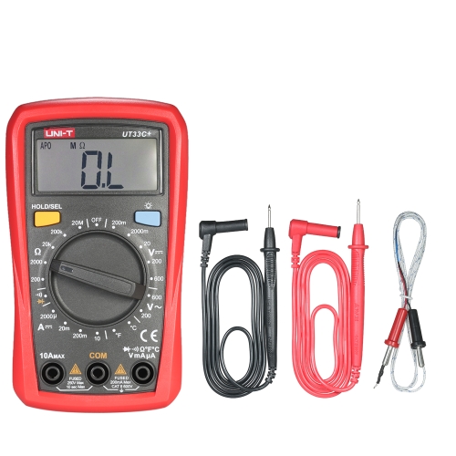 

UNI-T UT33C+ Multi-functional Digital Multimeter with Backlight LCD Display DC AC Voltage DC Current Resistance Tester