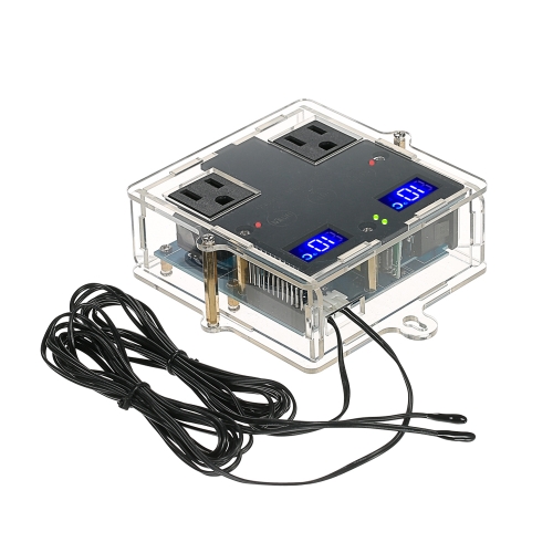 GeekTeches High Precision LED Digital Temperature Controller Thermostat DIY Kit for Aquaculture with Case and Dual Channel Control / Waterproof Sensor Probe