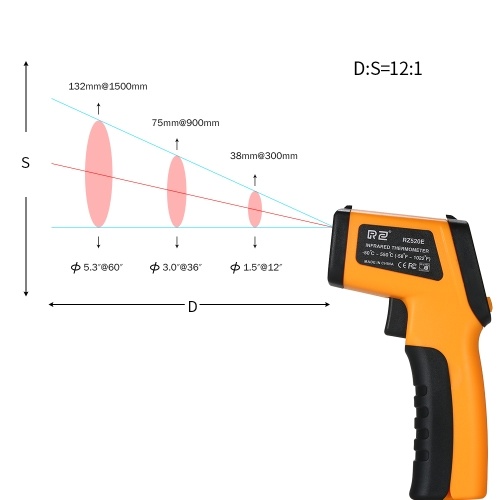 

RZ -50 ~ 550 ℃ (-58 ~ 1022 ℉) Ручной бесконтактный инфракрасный инфракрасный термометр