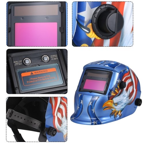 

Solar Automatic Darkening Helmet Welding Mask Auto Welding Shield MIG TIG ARC Weld Protective Cap With Lens Adjustable He-adband