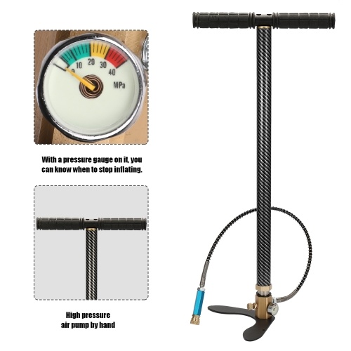 

400bar 40mpa Hand Operated Inflator Pump Mini High Pressure Compressor with American Tire EU Connector for Bike Tyre