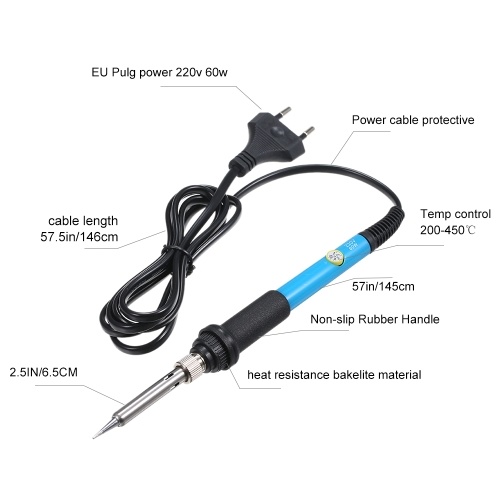 

Portable Adjustable Electric Temperature Device Lightweight Welding Soldering Station Tool Kit 60W with 5 Piece Solder Iron Tips (U-K Plug Package 2)