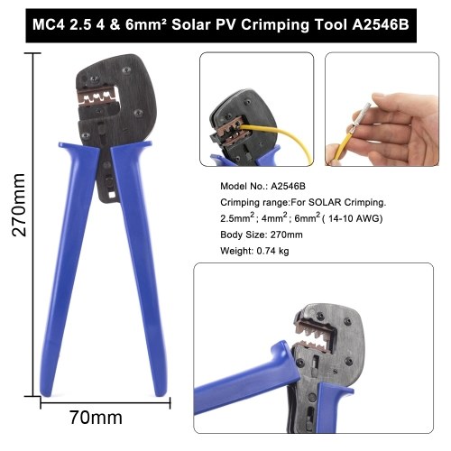 

A-2546B(MC4) Crimping Plier 2.5-6mm Multi Tool Hands Solar Photoroltaic Connector Crimping Tool