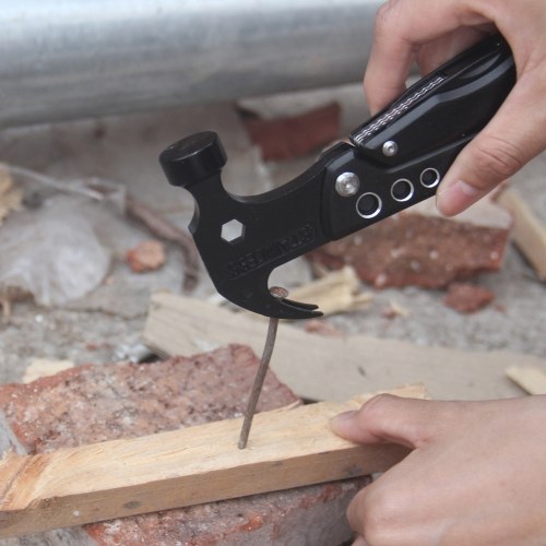 

11 in 1 Stainless Steel and Aluminum Multifunctional Folding Tool Portable Claw Hammer Pliers Cutter Bottle Opener