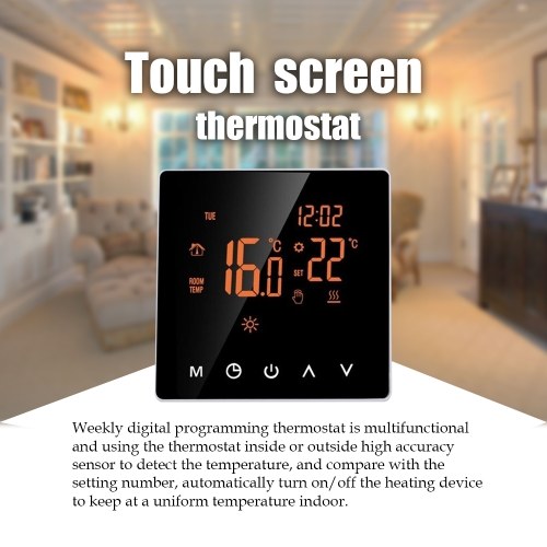 

Large Power Intelligent Temperature Controller Touching Screen Weekly Circulation Programming System Thermostat Anti-flammable PC Housing Material