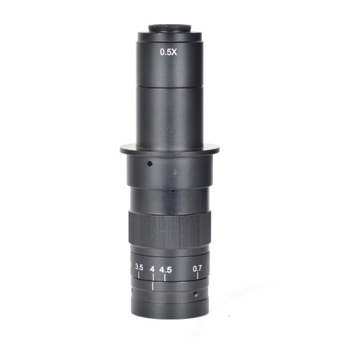 10X-120X 180X 300X Zoom C-mounting Lens 0.7X to 4.5X Magnification 25mm Interface Diameter for CCD CMOS Industrial Video Microscope Cameras
