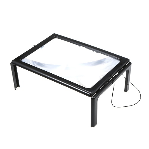 Manos libres 3X Lectura Lupa de página completa 4Leds Lupa Mesa de escritorio plegable Lámpara de escritorio Luz