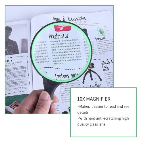 

Magnifying Glass 10X Handheld Reading Magnifier 75mm Large Magnifying Lens with Non-Slip Soft Handle Suitable for Insects and Kids Hobby Observation