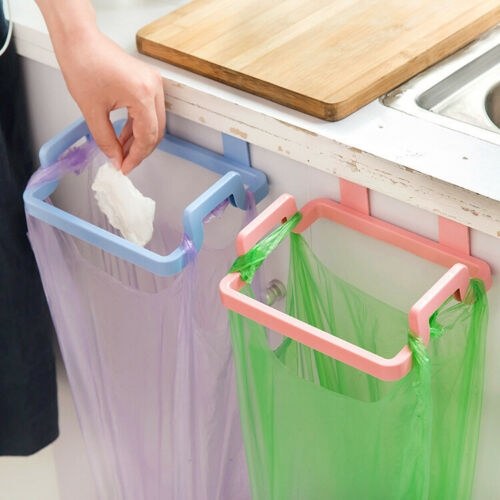 

Plastic Door-back Garbage Trash Bag Bracket Rack Hanging Holder Kitchen Shelf 1PC Random Color