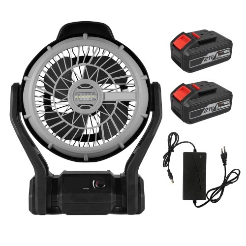 Camping LED Fan with Light 4000mAh Rechargeable Battery Powered Outdoor Tent Fan Infinitely Adjustable Speed 120° Head Rotation Desk Fan for Camping Fishing Power Outage Hurricane Worksite 