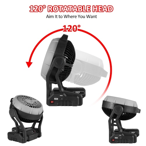 Camping LED Fan with Light 4000mAh Rechargeable Battery Powered Outdoor Tent Fan Infinitely Adjustable Speed 120° Head Rotation Desk Fan for Camping Fishing Power Outage Hurricane Worksite 