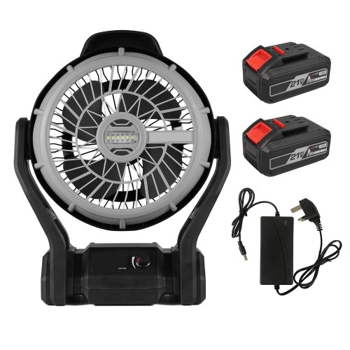 Camping LED Fan with Light 4000mAh Rechargeable Battery Powered Outdoor Tent Fan Infinitely Adjustable Speed 120° Head Rotation Desk Fan for Camping Fishing Power Outage Hurricane Worksite 