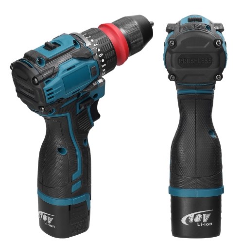 18V 2in1 Lithium Drill Electric Screwdriver Multi-function Power Tool 45Nm Torque Brushless Motor Practical Screw Driver for Home Appliances Furniture Installation Automotive Electronics Repairing 