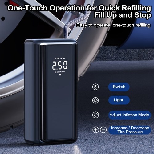 Tire Inflator Portable Air Compressor 150PSI 4500mAh Air Pump for Car Tires with LED Light Tire Pressure Gauge for Car Bike Motorcycle Tires Balls 