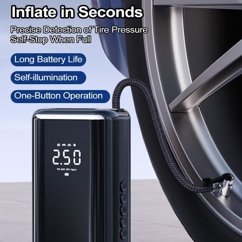 Tire Inflator Portable Air Compressor 150PSI 4500mAh Air Pump for Car Tires with LED Light Tire Pressure Gauge for Car Bike Motorcycle Tires Balls 
