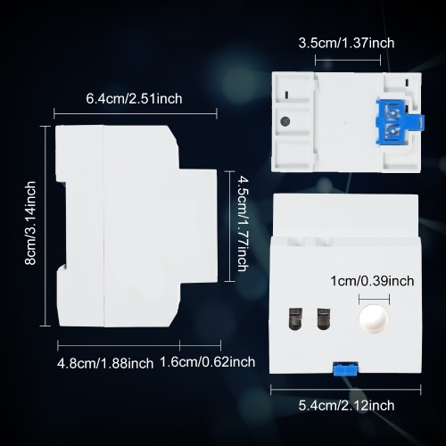 D52-2066 6-in-1 Digital Single Phase Energy Meter Tester Din Rail AC Monitor Voltage Current Power Factor Active KWH AC 250V~450V 100A Electricity Usage Monitor 