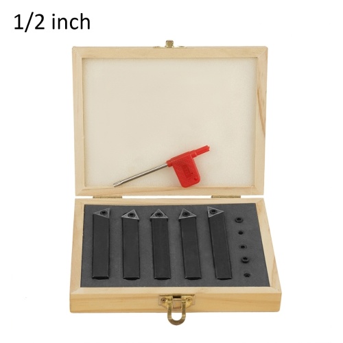1/2 Inch Mini Indexable Carbide Lathe Turning Tool Holder Lathe Bit Set with Carbide Inserts 5 Pieces