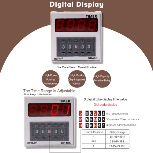 

DH48S-2Z Digital Display Time Relay Precision Time Controller With Socket Base