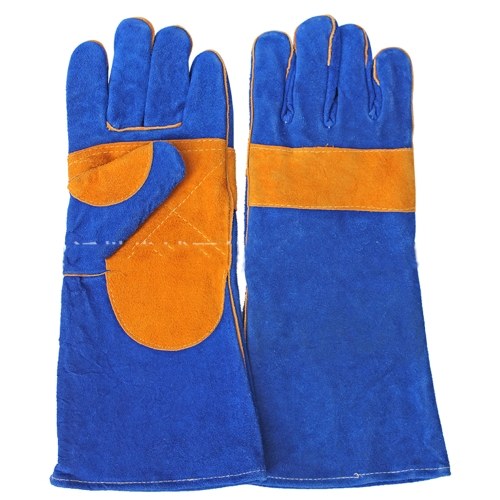 Guanti da saldatura in pelle forgiati Guanti resistenti al calore blu