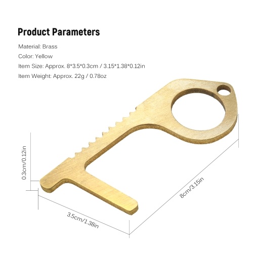 

Non-contact Safety Door Opener Portable Bottle Opener Annular Press Key Press Tool for Door Handle Elevator Toilet Brass