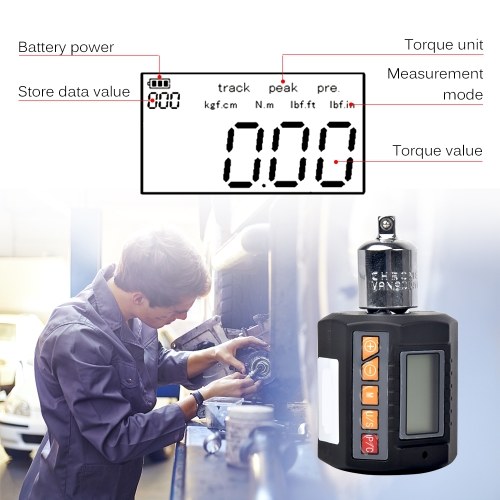 

Digital Torque Adapter Electronic Torque Meter with LCD Display Measure Torque in Nm, Kg-Cm, Ft-Lb, In-Lb Torque Wrench Range 3-30Nm