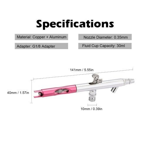 

Professional 0.35mm Airbrush Set for Model Making Art Painting with G1/8 Adapter Wrentch 2 Fluid Cups Pen Cap and Metal Holder