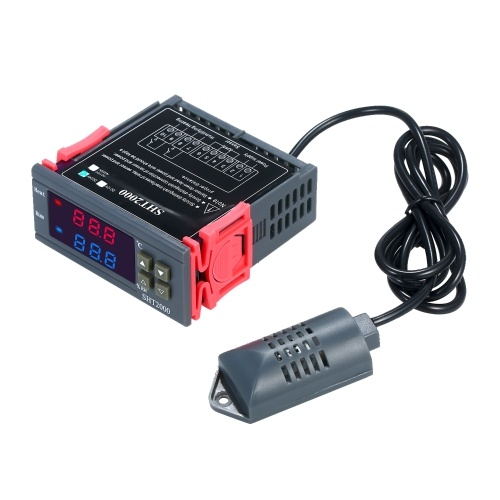 Digital Display Temperature&Humidity Controller Thermoregulator Thermostat Humidistat Therometer Hygrometer with Integrated Sensor Probe Relay Output