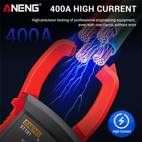 ANENG ST181 4000 Counts Digital AC Current Clamp Meter 400A Automatic Range Multimeter with Backlight Voltage Meter Clamp Gauge NCV Test Clamp Ammeter Universal Meter Tester Measuring Capacitance/ Diode / AC Current / AC/DC Voltage / Resistance / Frequenc 